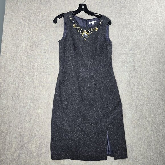 Sandra Darren Embellished Sleeveless Sheath Dress Size 8 Polyester/Rayon/Spandex - Picture 1 of 9